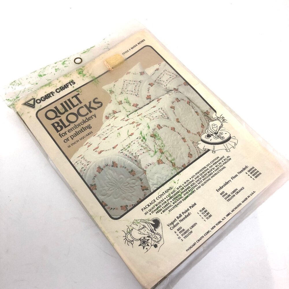 Vogart Crafts Quilt Blocks Kit, Roses Pattern, Style #8642A, VINTAGE - Picture 5 of 5